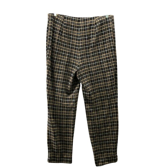 J. Jill Ponte Slim Leg Pants Womens L Brown Plaid Pull On Knit High Rise - Picture 2 of 9